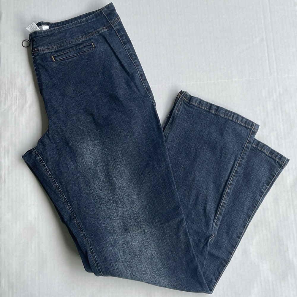 Soft Surroundings Jeans Size 12 Straight Leg Zipper Closure Button Zip Ankle
